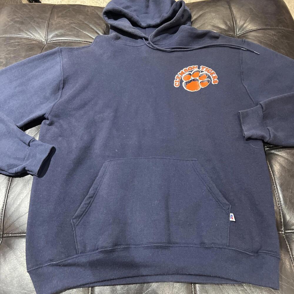 Vintage Russell Athletic Clemson Tigers Sweatshirt Hoodie Blue Size L